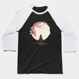 Full moon Girl Sakura Leaves Baseball T-Shirt